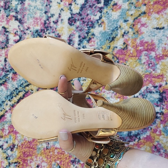 Giuseppe Zanotti Rose Gold Slip On Kitten Heel Mules - Picture 11 of 11